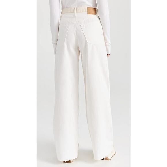 Rag & Bone Sofie Jeans Cream White Two Tone High Rise Ultra-Wide Leg Size 23 - Picture 9 of 11